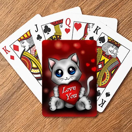 Love You Cat Design Customized Photo Printed Playing Cards