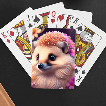 Porcupine Cartoon Drawing Customized Photo Printed Playing Cards