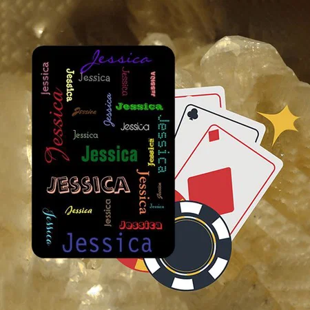 Names Collage Word Cloud Typography Customized Photo Printed Playing Cards