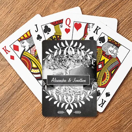 Romantic Chalkboard Vintage Garland Roots of Love Customized Photo Printed Playing Cards