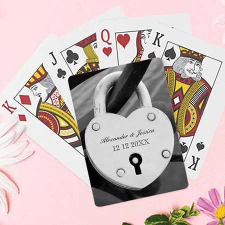 Love Locker Couple Name & Date Customized Photo Printed Playing Cards