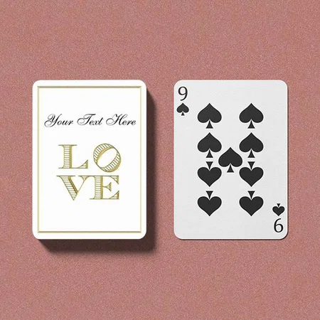 Love Graphic Text Faux Gold Customized Photo Printed Playing Cards