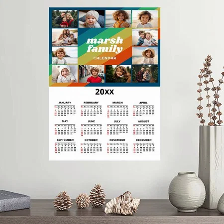 Simple Modern Colorful Customized Photo Printed Poster Calendar