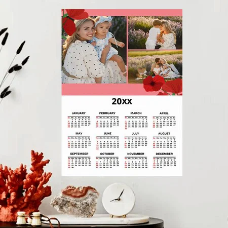 Flowers  & Greenery Photo Collage Customized Photo Printed Poster Calendar