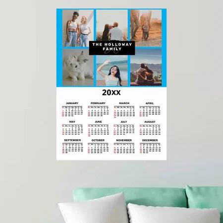 Modern Family Monogram And Photo Customized Photo Printed Poster Calendar