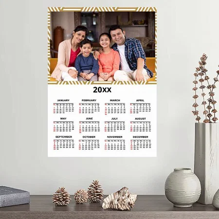 Gold White Customized Photo Printed Poster Calendar