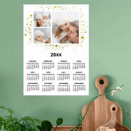 Golden Star Customized Photo Printed Poster Calendar