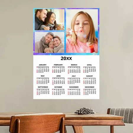 Boho Watercolor 3 Photo Customized Photo Printed Poster Calendar