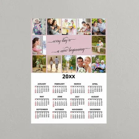 Pink Photo Collage Customized Photo Printed Poster Calendar