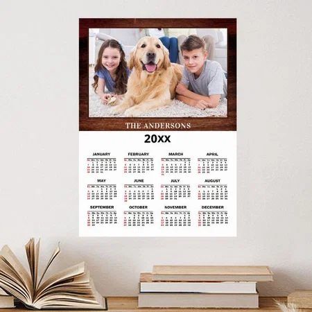 Wood Design Customized Photo Printed Poster Calendar