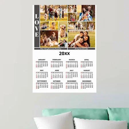 12 Photo Collage Customized Photo Printed Poster Calendar