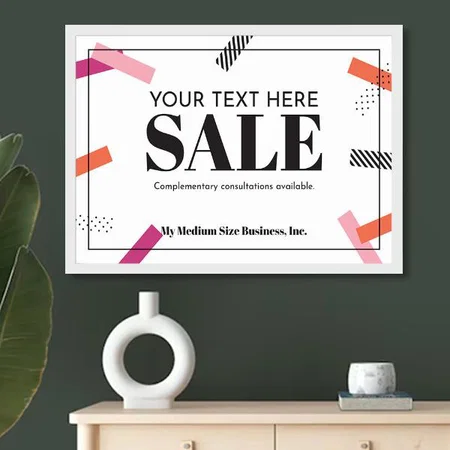 Modern White Monogram Design Customized Photo Printed Horizontal Landscape Poster