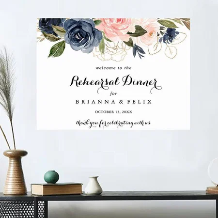 Modern Floral Design Customized Photo Printed Horizontal Landscape Poster