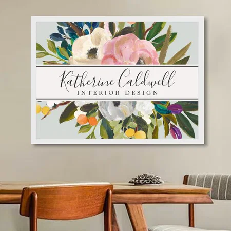 Painted Floral Monogram Design Customized Photo Printed Horizontal Landscape Poster