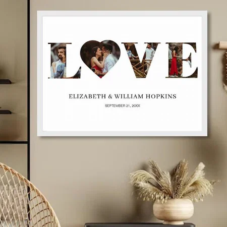 Love Heart 4 Photo Customized Photo Printed Horizontal Landscape Poster