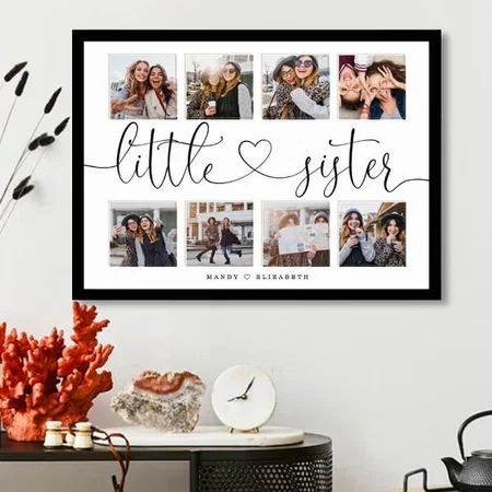 Little Sister Photo Collage Design Customized Photo Printed Horizontal Landscape Poster