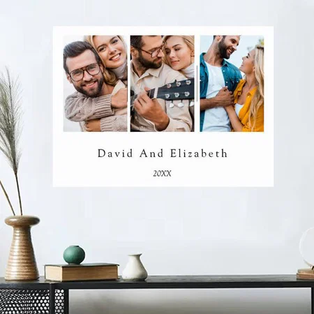 Minimalist 3 Photo Collage Customized Photo Printed Horizontal Landscape Poster