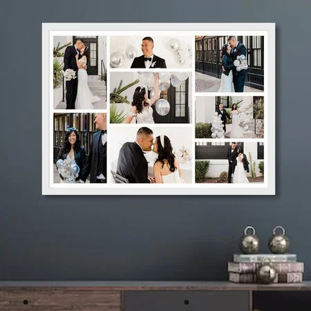 Modern Couple Photo Collage Customized Photo Printed Horizontal Landscape Poster