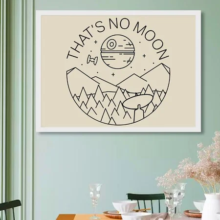 Star Wars That's No Moon Line Art Design Customized Photo Printed Horizontal Landscape Poster