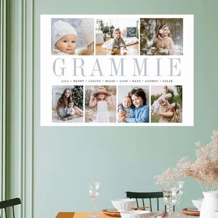 Modern Grandchildren Photo Collage Design Customized Photo Printed Horizontal Landscape Poster