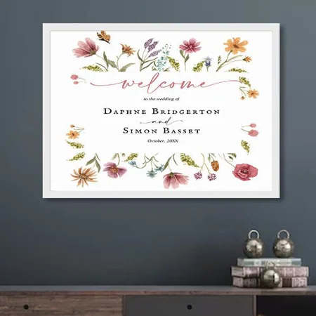 Wildflowers Monogram Design Customized Photo Printed Horizontal Landscape Poster