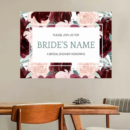 Red Pink Roses Design Customized Photo Printed Horizontal Landscape Poster