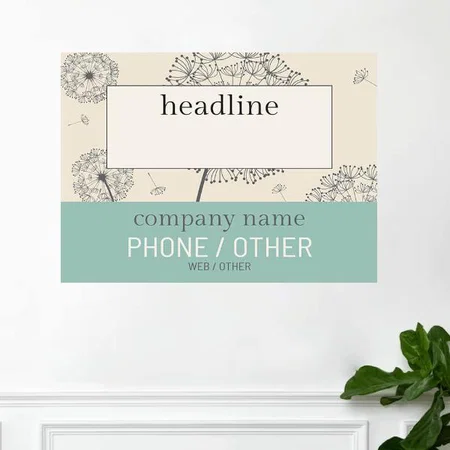Floral Line Art Design Customized Photo Printed Horizontal Landscape Poster