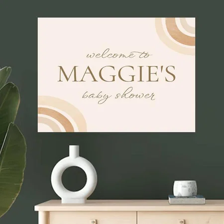 Modern Beige Color Geometric Design Customized Photo Printed Horizontal Landscape Poster