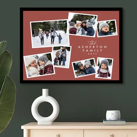 Modern Red Photo Collage Customized Photo Printed Horizontal Landscape Poster