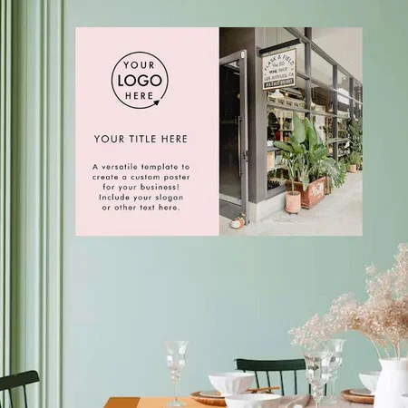 Business Logo Blush Pink Promotional Photo Design Customized Photo Printed Horizontal Landscape Poster