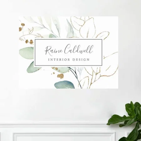 Greenery and Gold Leaf Design Customized Photo Printed Horizontal Landscape Poster