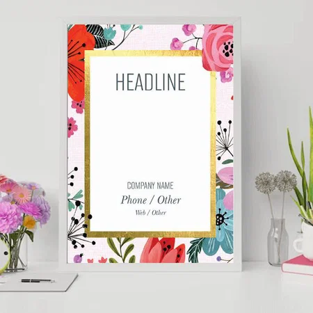 Art & Entertainment Floral Design Customized Photo Printed Vertical Portrait Poster