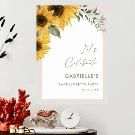 Sunflower Bachelorette Party Welcome Customized Photo Printed Vertical Portrait Poster