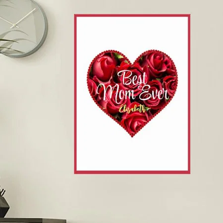 Best Mom Ever Elegant Flowers Customized Photo Printed Vertical Portrait Poster