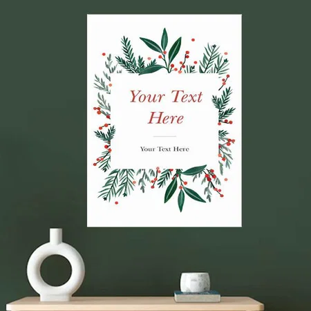 Modern Christmas Frame Design Customized Photo Printed Vertical Portrait Poster