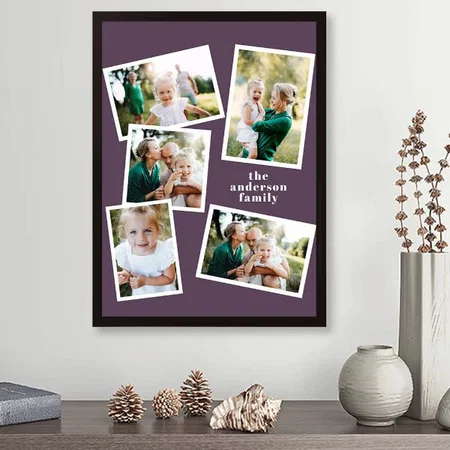 Modern Purple Stylish Multi Photo Family Collage Customized Photo Printed Vertical Portrait Poster