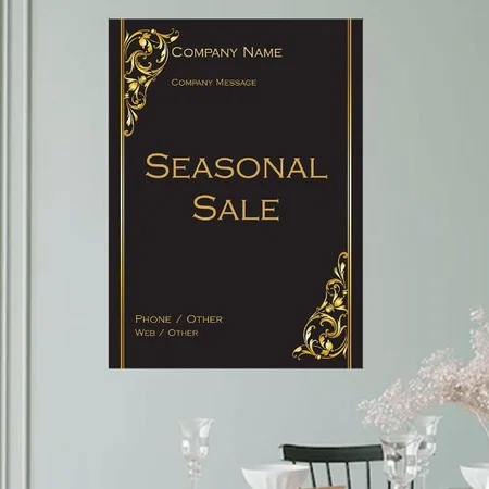 Antiques Gold Black Foral Design Customized Photo Printed Vertical Portrait Poster