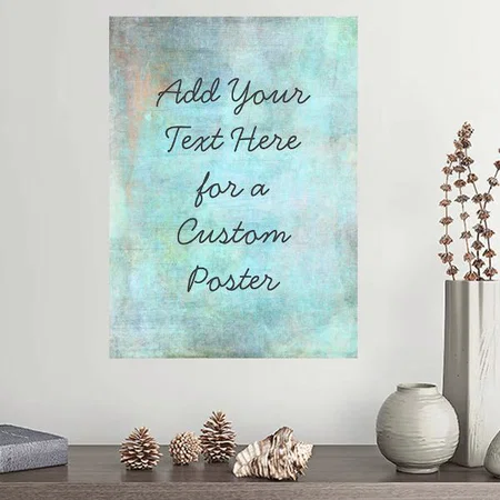 Aqua Blue Customized Photo Printed Vertical Portrait Poster