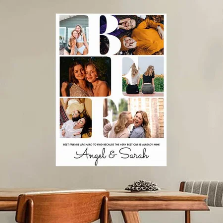 Modern BFF Best Friends Elegant Photo Collage Customized Photo Printed Vertical Portrait Poster