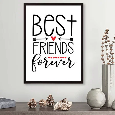 Couple Art Best Friends Forever Customized Photo Printed Vertical Portrait Poster