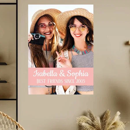 Modern Photo Best Friends Name Design Customized Photo Printed Vertical Portrait Poster