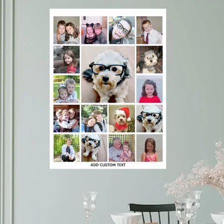 Photo Collage with 17 Photos Customized Photo Printed Vertical Portrait Poster