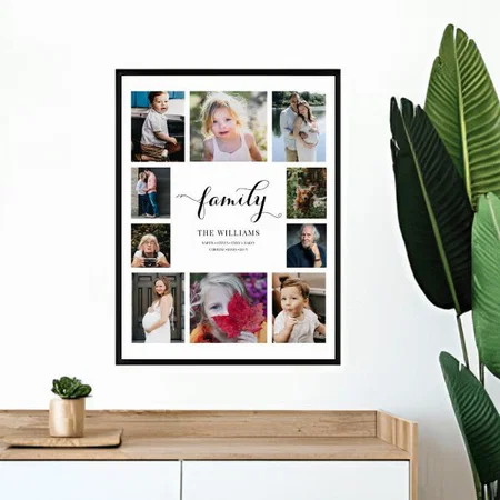 Family Name Photo Collage Design Customized Photo Printed Vertical Portrait Poster