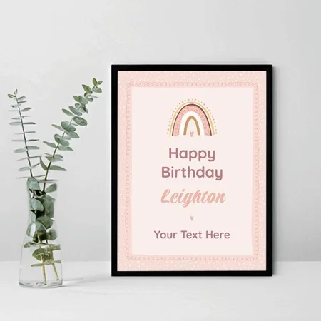 Cute Rainbow Pink Design Customized Photo Printed Vertical Portrait Poster