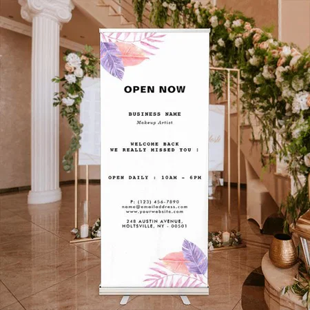 Elegant Tropical Pink Purple Customized Photo Printed Roll Up Standee Banner