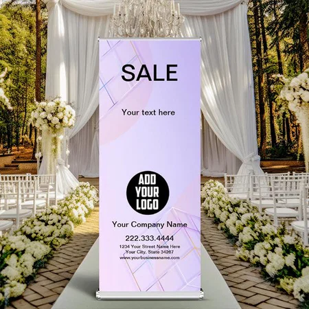 Purple Colorful Glam Sparkle Holographic Customized Photo Printed Roll Up Standee Banner