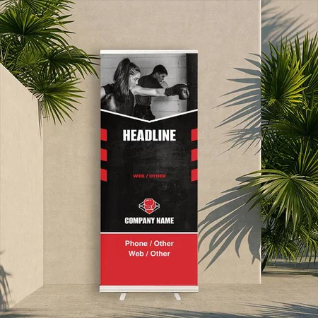 Sports & Fitness Red Black Customized Photo Printed Roll Up Standee Banner