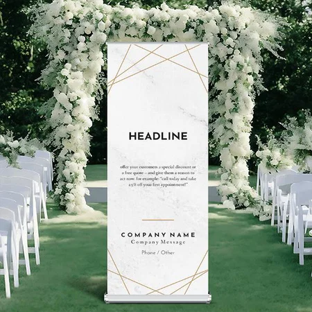 Modern Beauty & Spa Gold Line Pattern Design Customized Photo Printed Roll Up Standee Banner