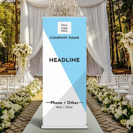 Premium Blue And White Customized Photo Printed Roll Up Standee Banner