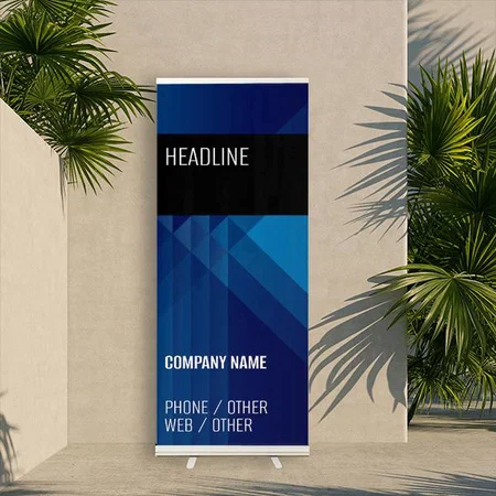 Modern Blue Stripe Design Customized Photo Printed Roll Up Standee Banner